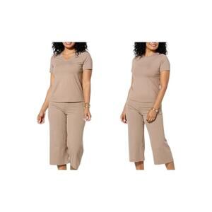 Joy Collection Women's Two Performance Tees w/ Headband Soft Sand - Regular